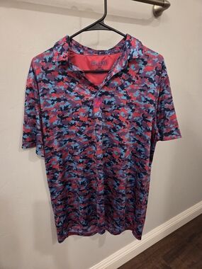 PINS & ACES Men's Pink & Blue Pixel-Print Polo
